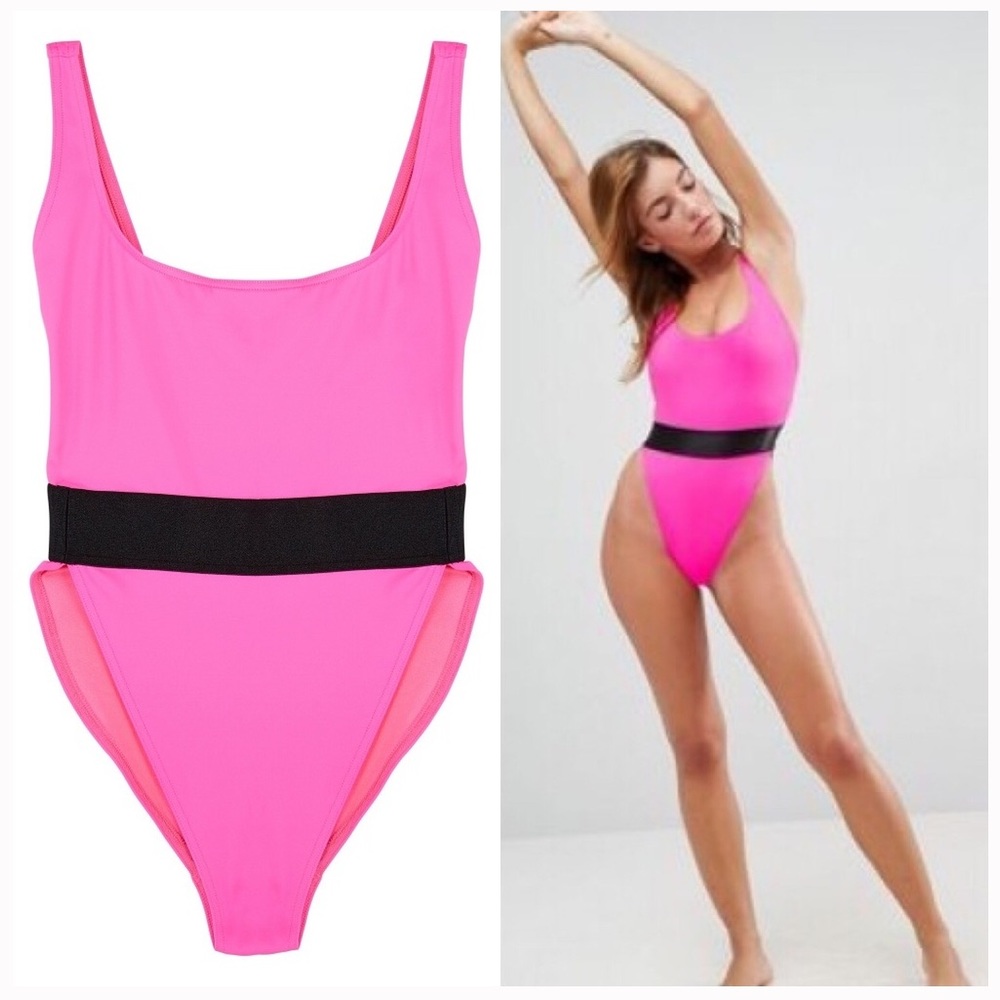 ASOS Neon Pink One Piece Bathing Suit